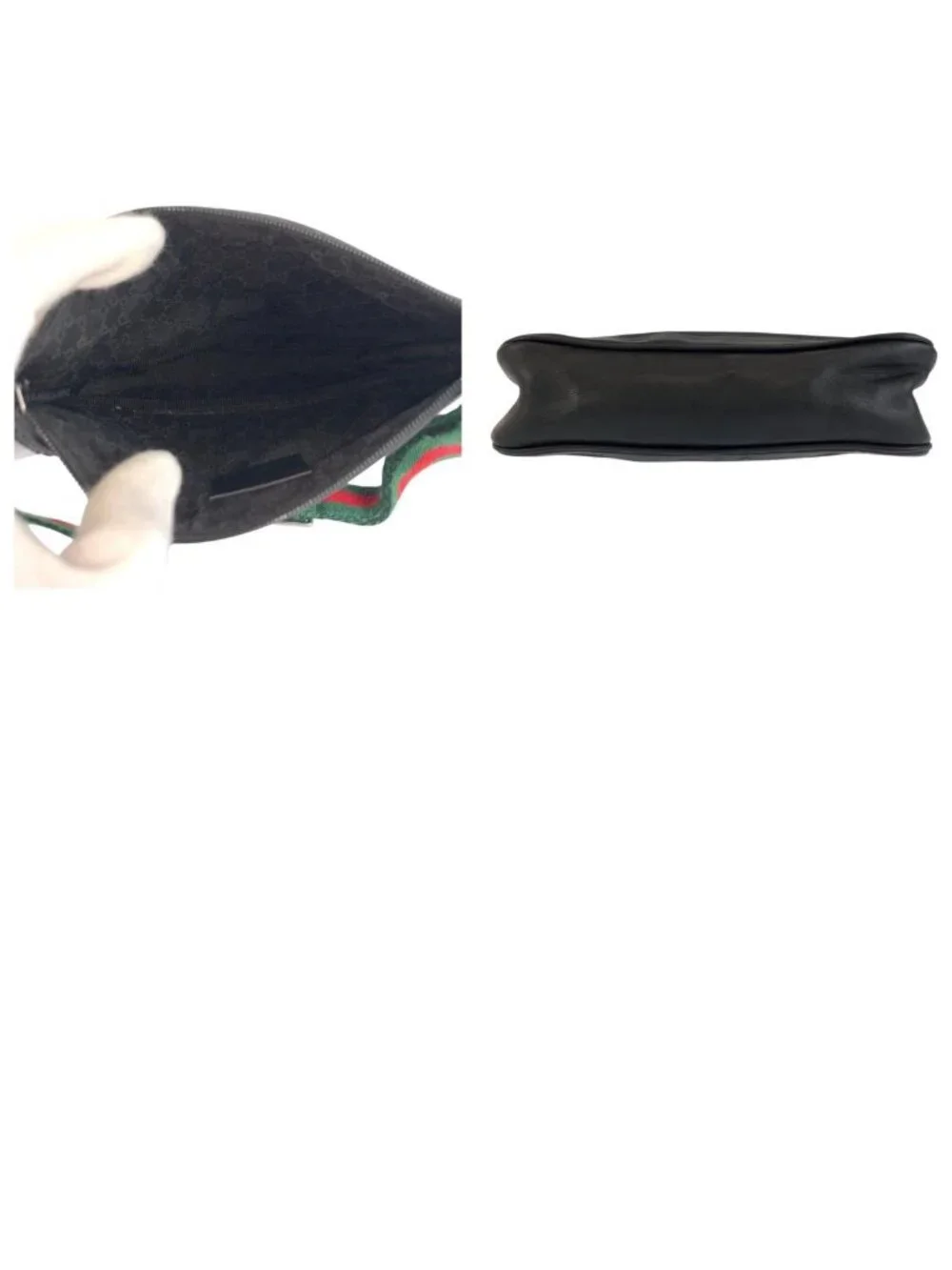 Gucci Sherry Line Black Silver Canvas Handbag Pouch
